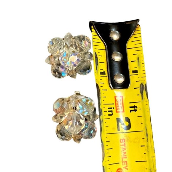 Vtg Clear Iridescent Crystal Necklace and Earring Set Beaded - Picture 7 of 8